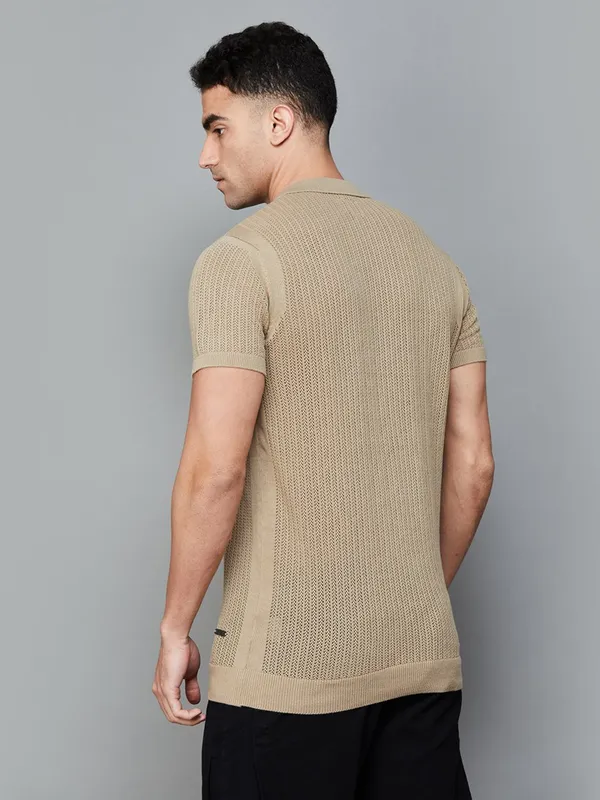 PEPE beige textured cotton t-shirt