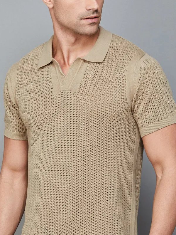 PEPE beige textured cotton t-shirt