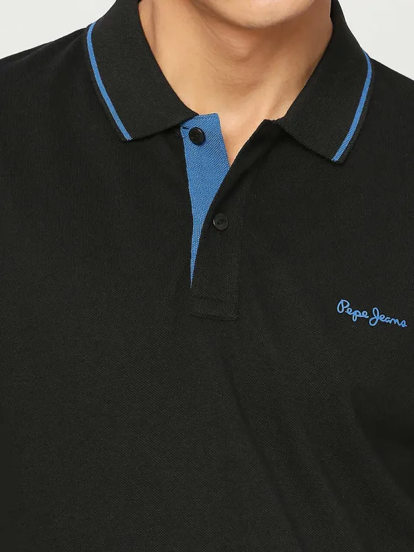 PEPE black cotton plain t-shirt