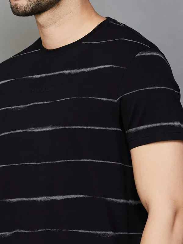 PEPE black stripe cotton slim fit t-shirt