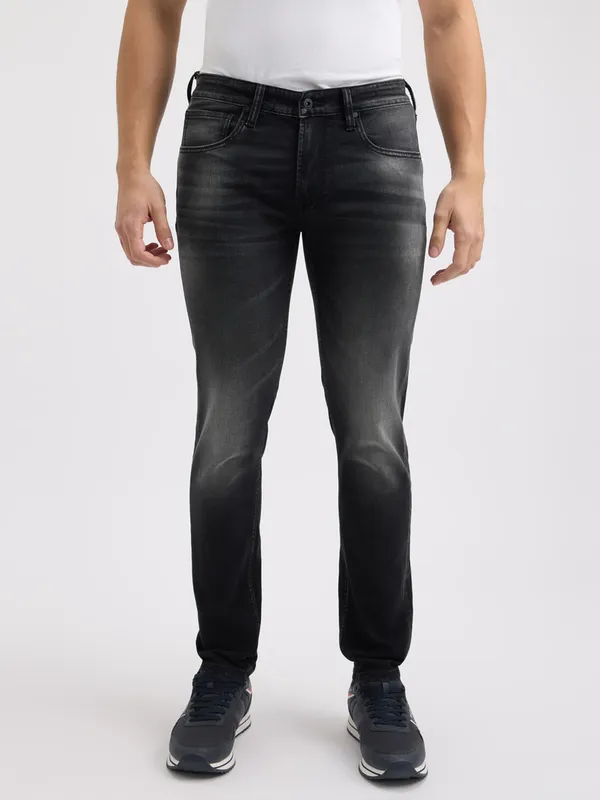 PEPE black washed slim tapered denim for men