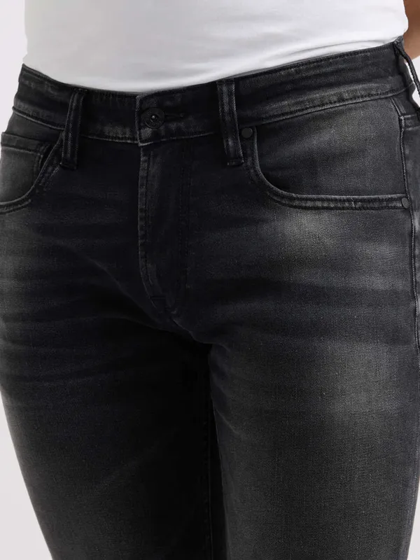 PEPE black washed slim tapered denim for men