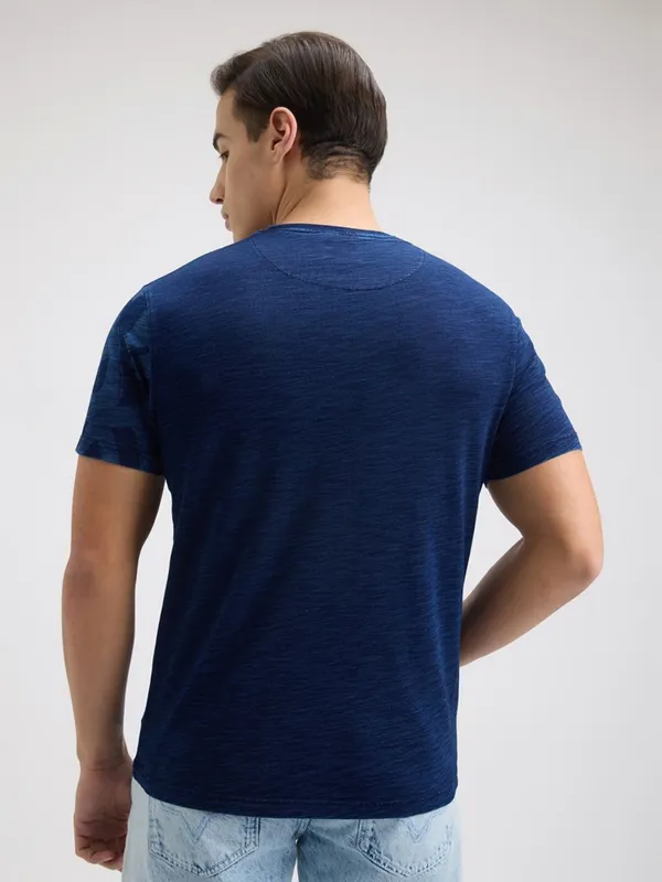 PEPE blue printed cotton slim fit mens t-shirt