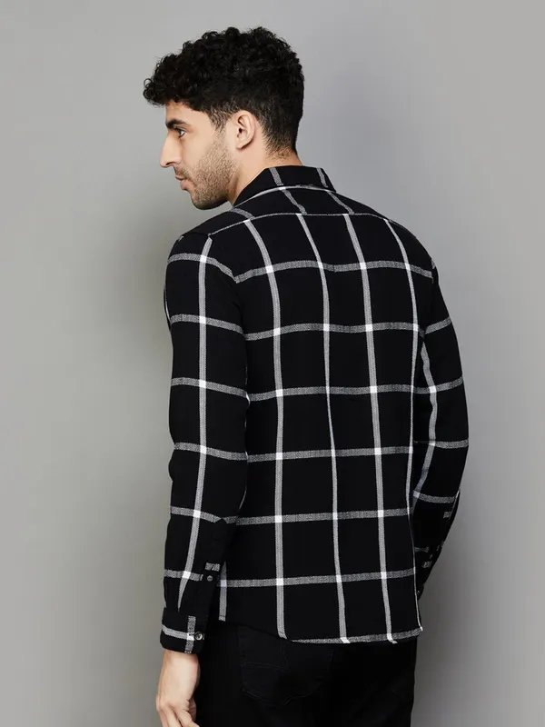 PEPE casual black cotton checkered shirt