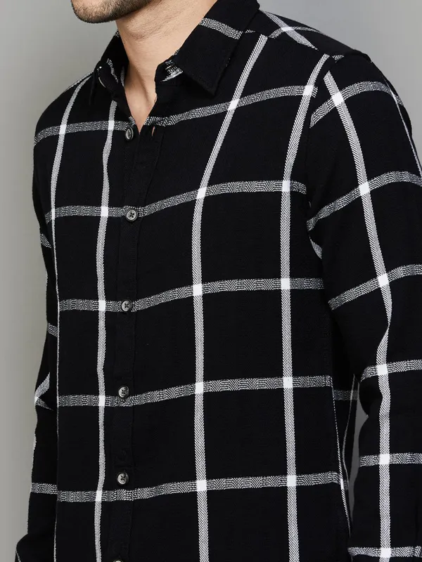 PEPE casual black cotton checkered shirt