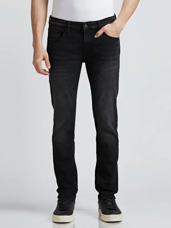 PEPE charcoal grey washed denim jeans slim fit