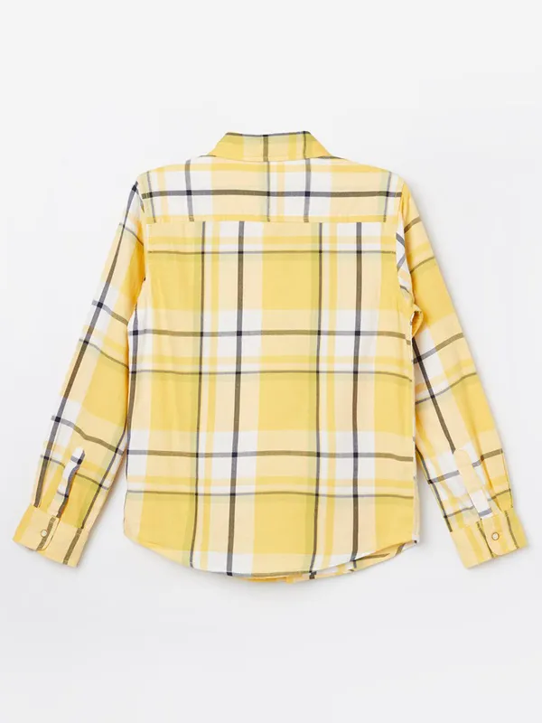 PEPE checks style yellow cotton shirt