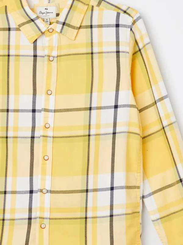 PEPE checks style yellow cotton shirt