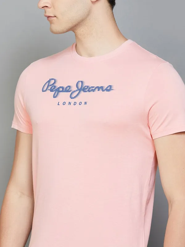 PEPE collection pink round neck printed t-shirt