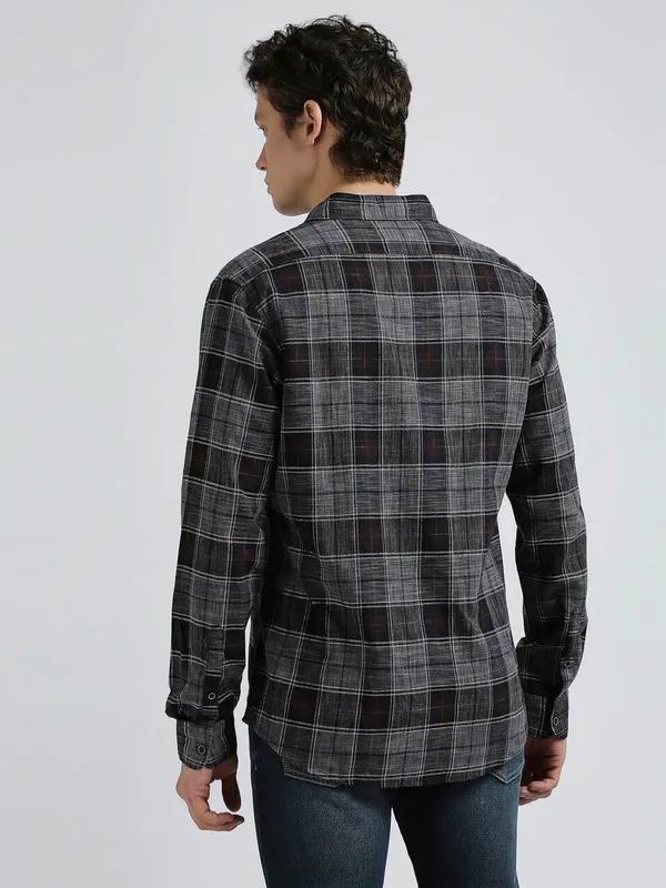 PEPE cotton grey shirt with check pattern