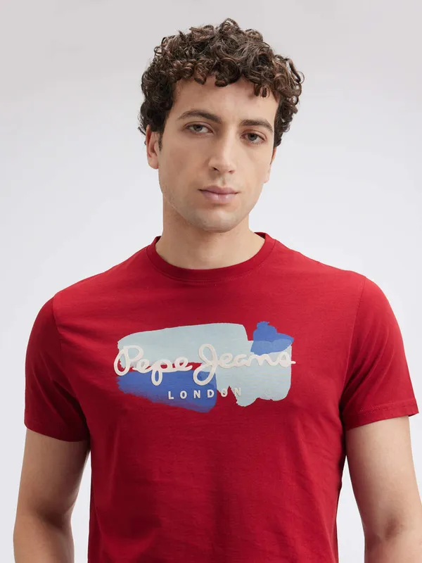 PEPE cotton red slim fit t-shirt for men