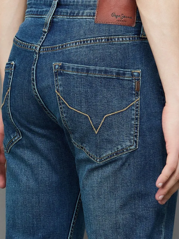 PEPE dark blue washed slim fit denim jeans