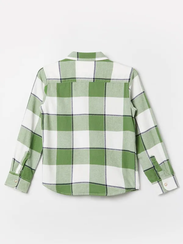 PEPE green check shirt in cotton fabric