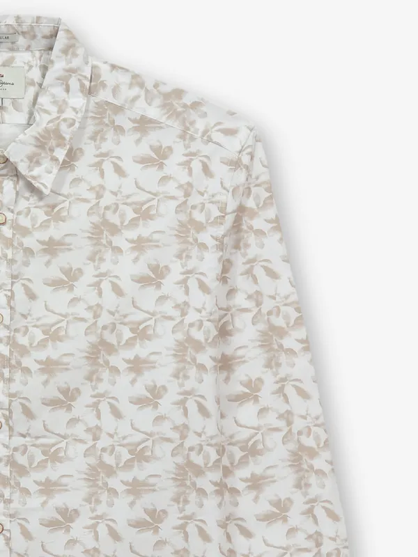 PEPE JEANS beige printed cotton shirt for men
