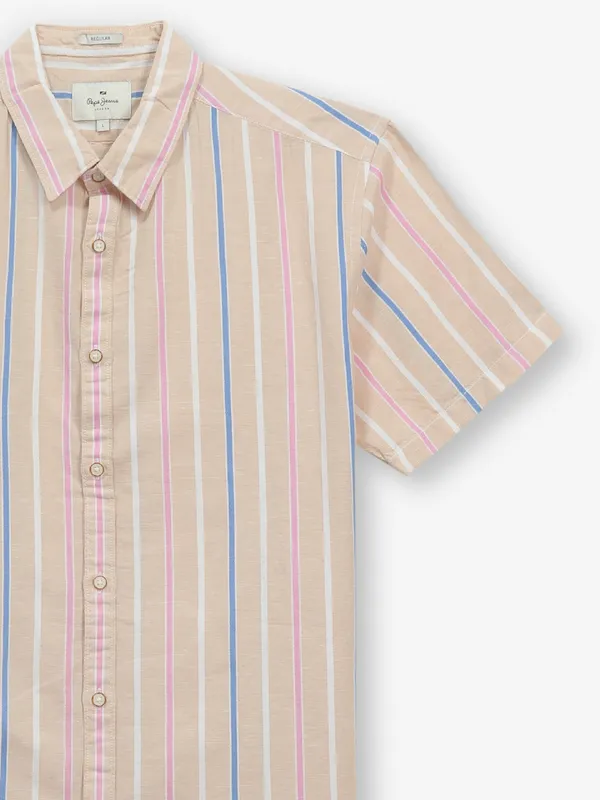 PEPE JEANS beige stripe cotton shirt