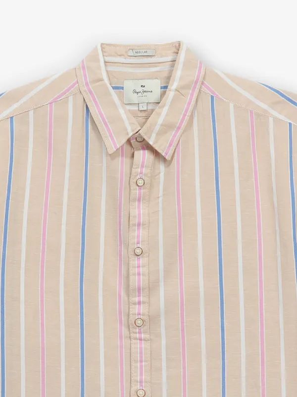 PEPE JEANS beige stripe cotton shirt
