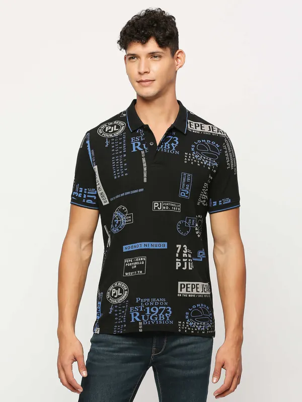 Pepe Jeans black letter print t shirt