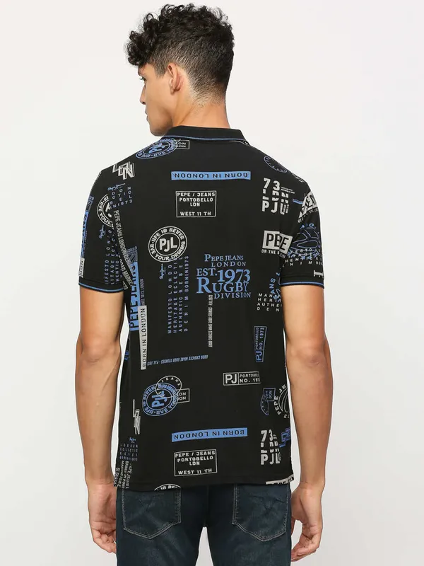 Pepe Jeans black letter print t shirt