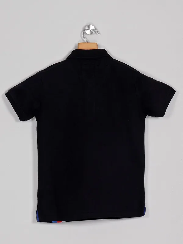 Pepe Jeans black printed cotton polo t-shirt