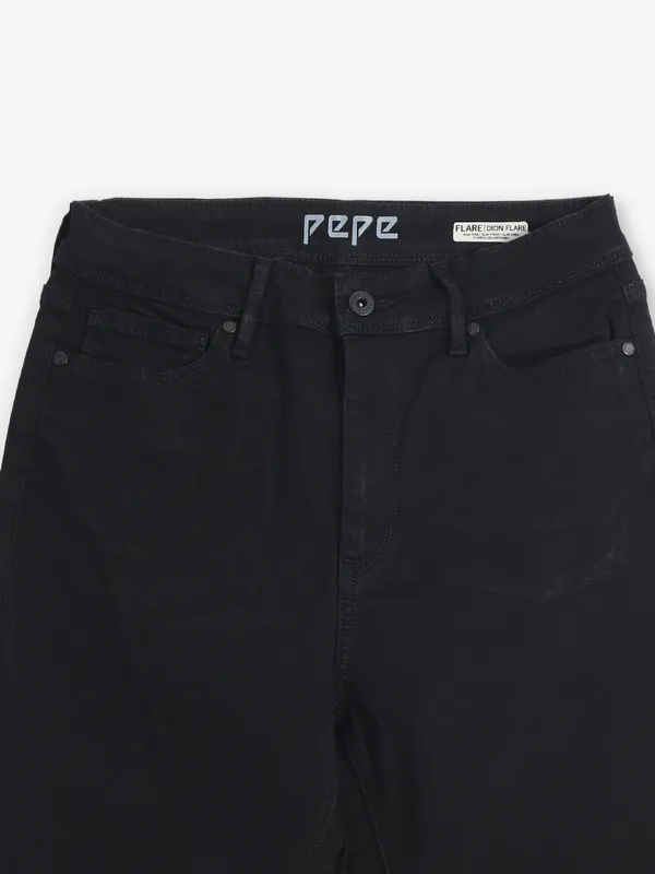 PEPE JEANS black solid bootcut jeans