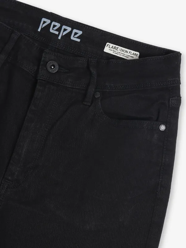PEPE JEANS black solid bootcut jeans