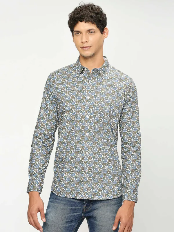 Pepe Jeans blue and brown printed shirt