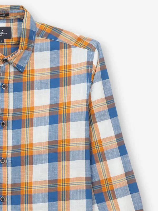 PEPE JEANS blue checks cotton shirt for men