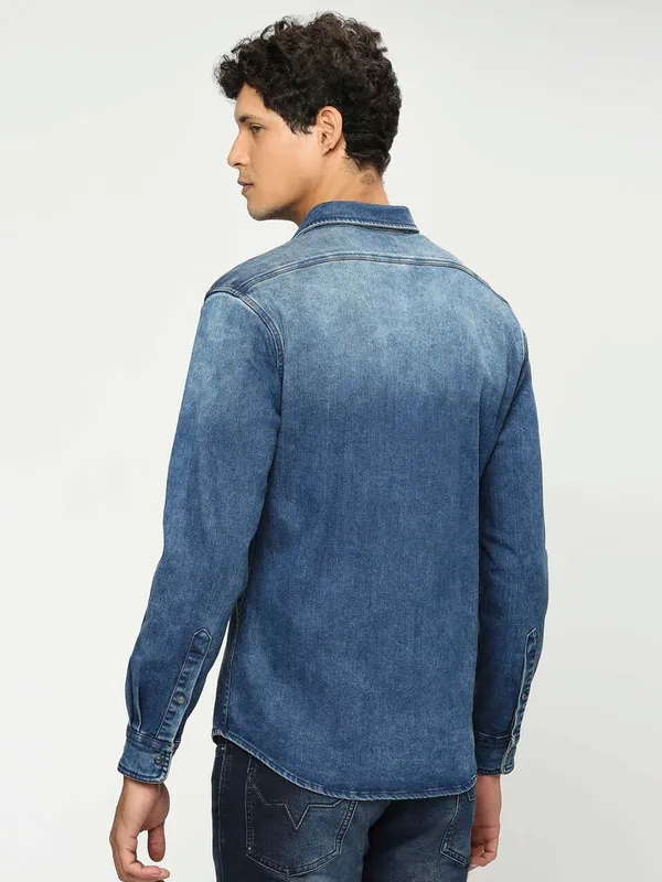 Pepe Jeans blue denim washed shirt