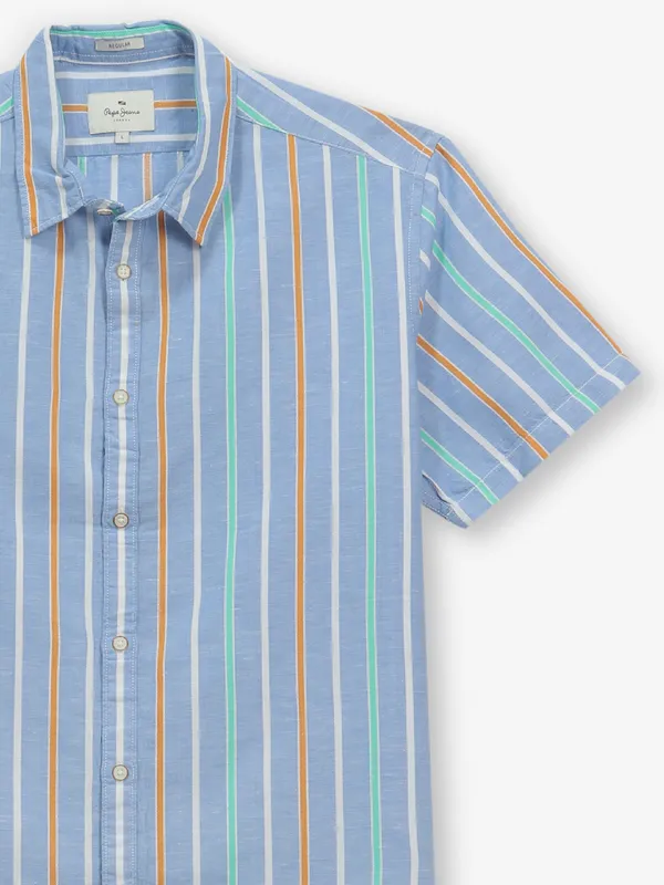 PEPE JEANS blue stripe cotton shirt
