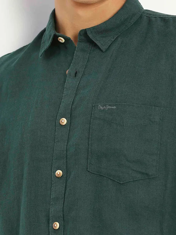 Pepe Jeans bottle green linen shirt