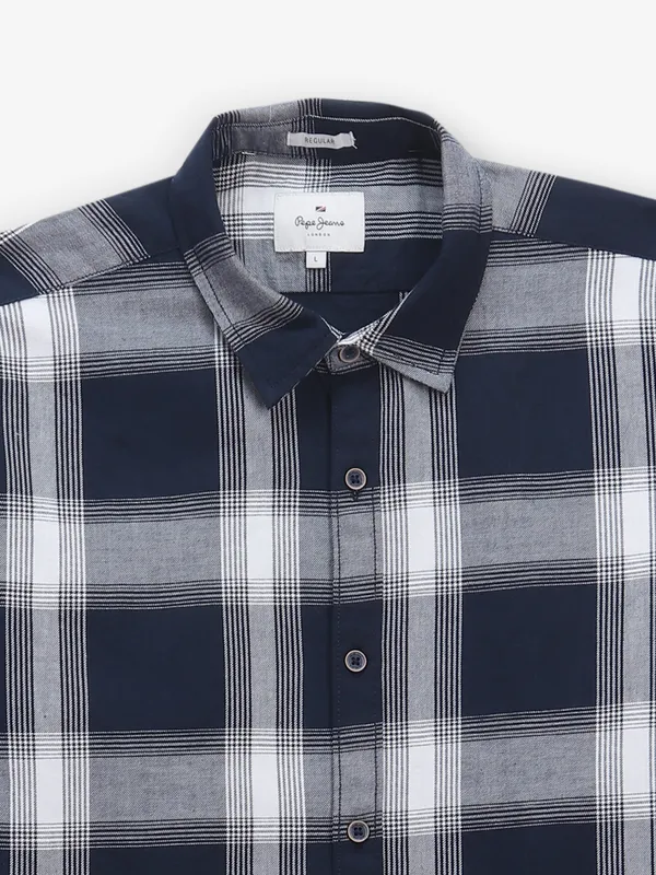 PEPE JEANS checks navy shirt