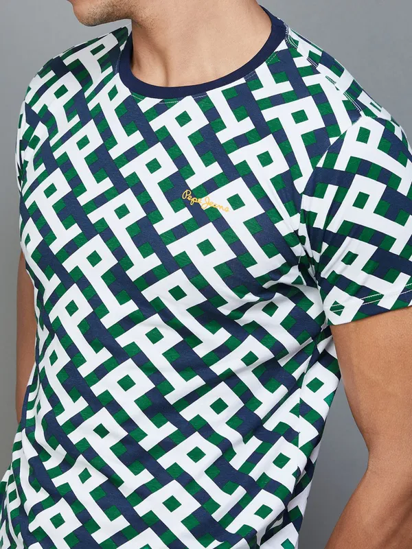 Pepe Jeans cotton green and navy t shirt