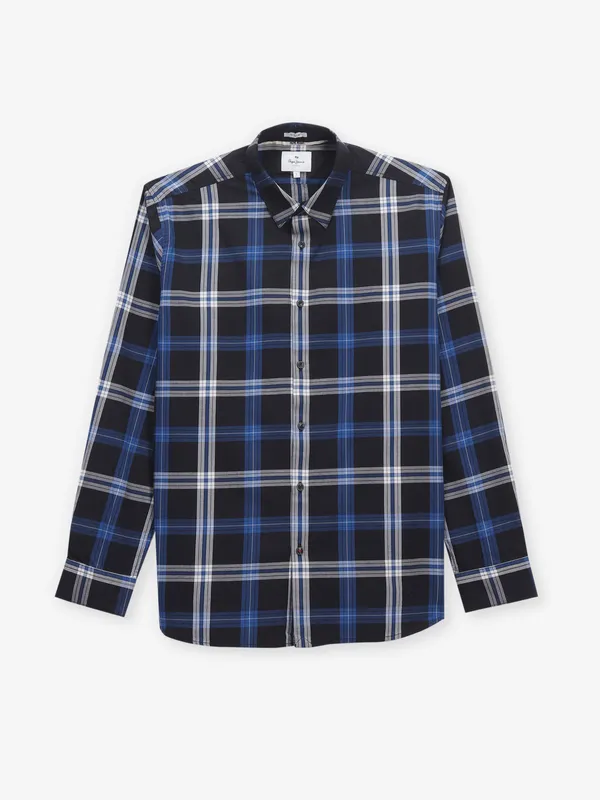 PEPE JEANS cotton navy checks shirt