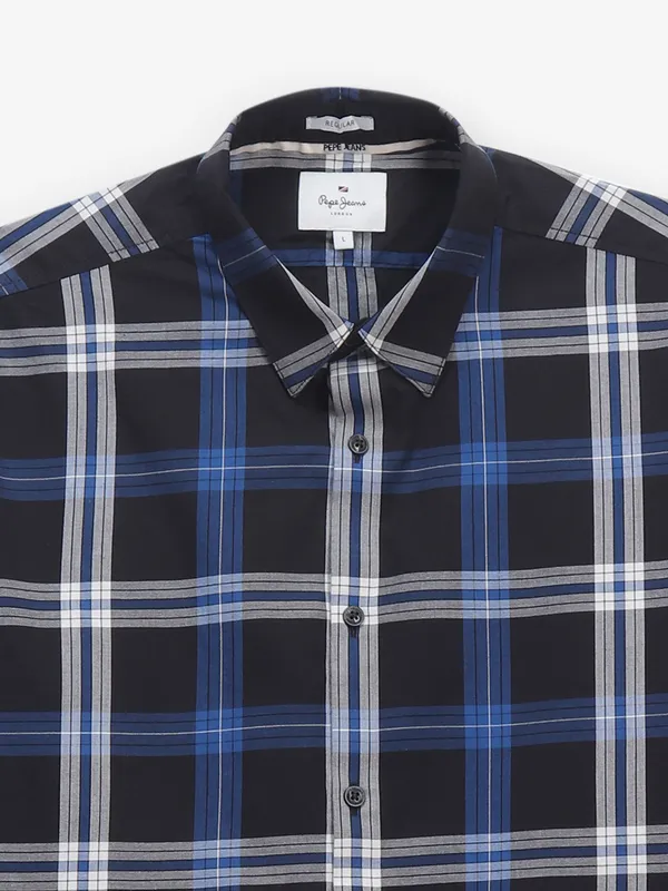 PEPE JEANS cotton navy checks shirt