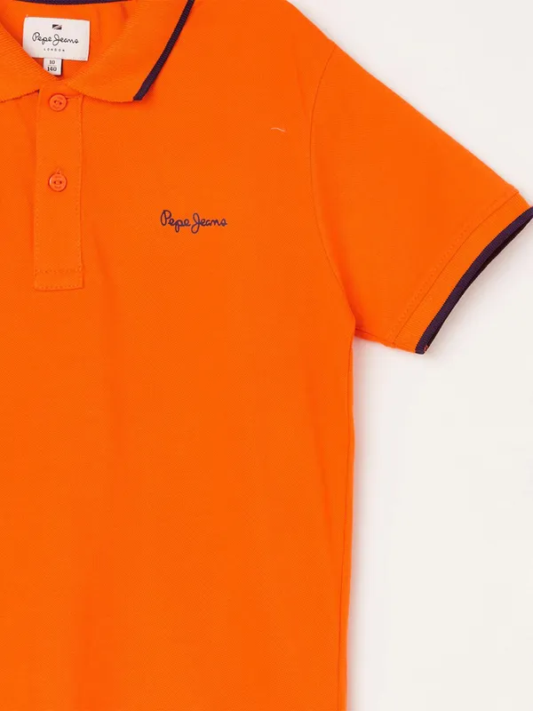 PEPE JEANS cotton orange polo t-shirt