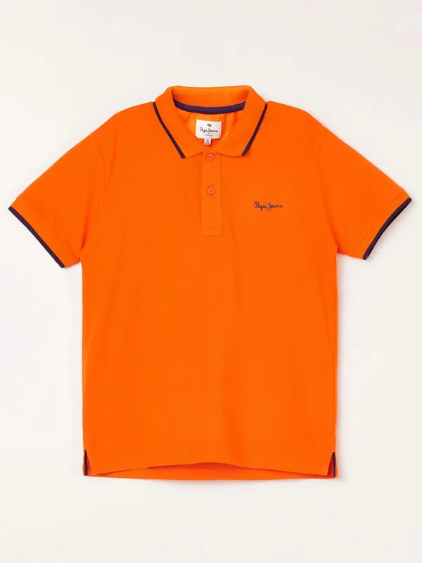 PEPE JEANS cotton orange polo t-shirt