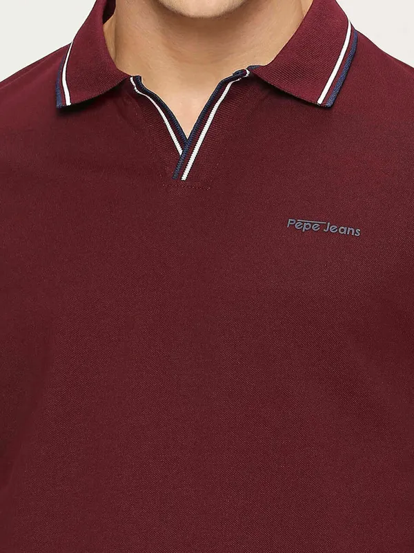 Pepe Jeans cotton polo t shirt in maroon