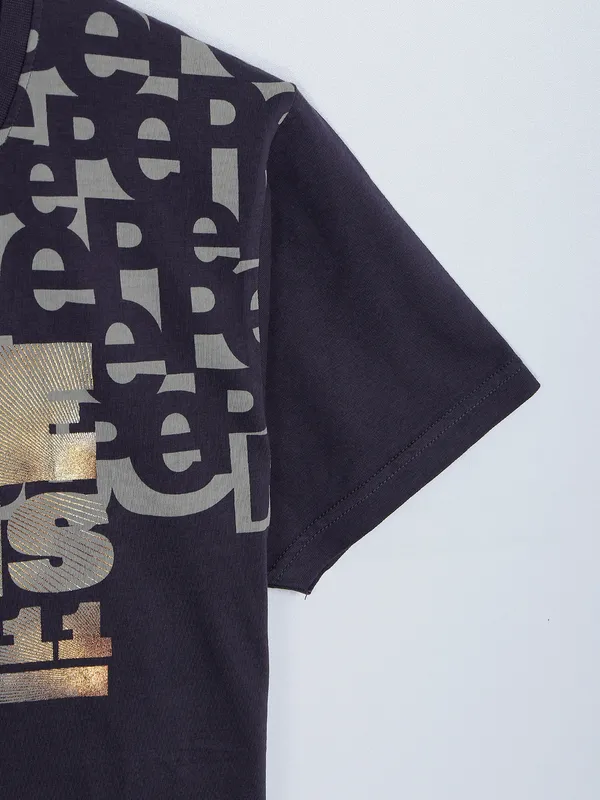 Pepe Jeans cotton printed charcoal grey t shirt