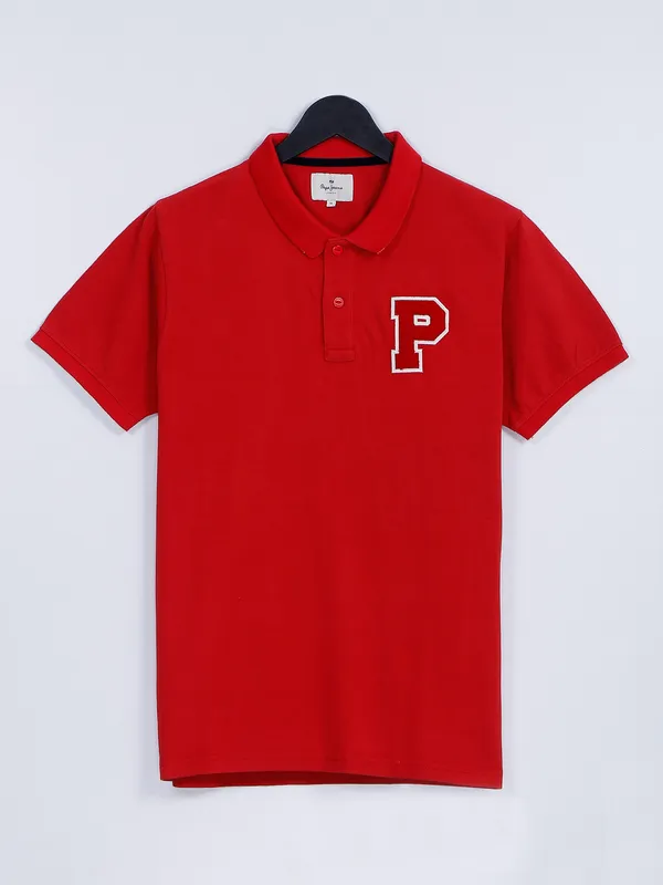 Pepe Jeans cotton red half sleeves t shirt