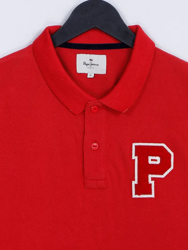 Pepe Jeans cotton red half sleeves t shirt