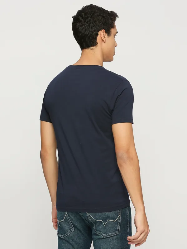Pepe Jeans cotton slim fit printed navy t shirt