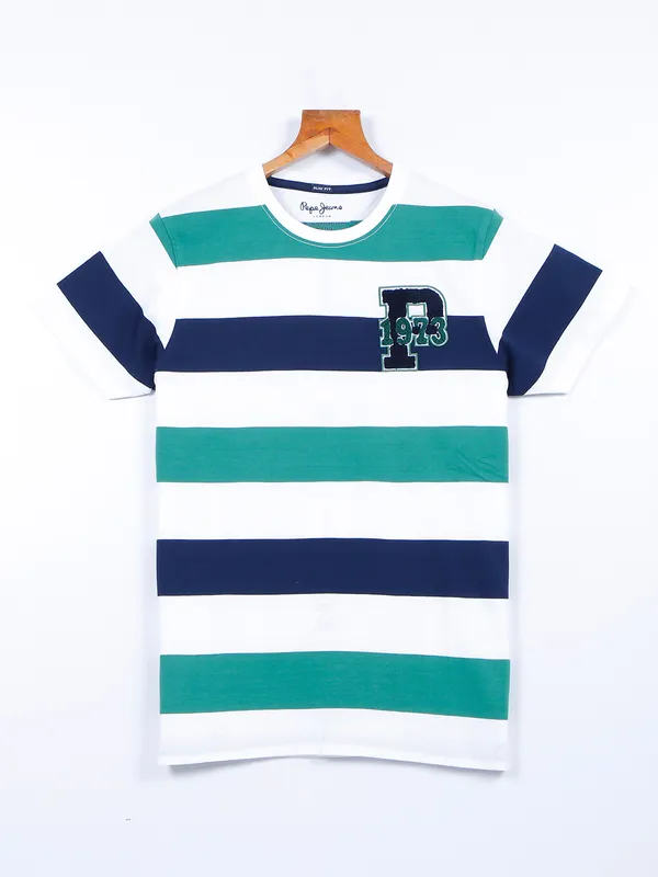 Pepe Jeans cotton white t shirt in stripe