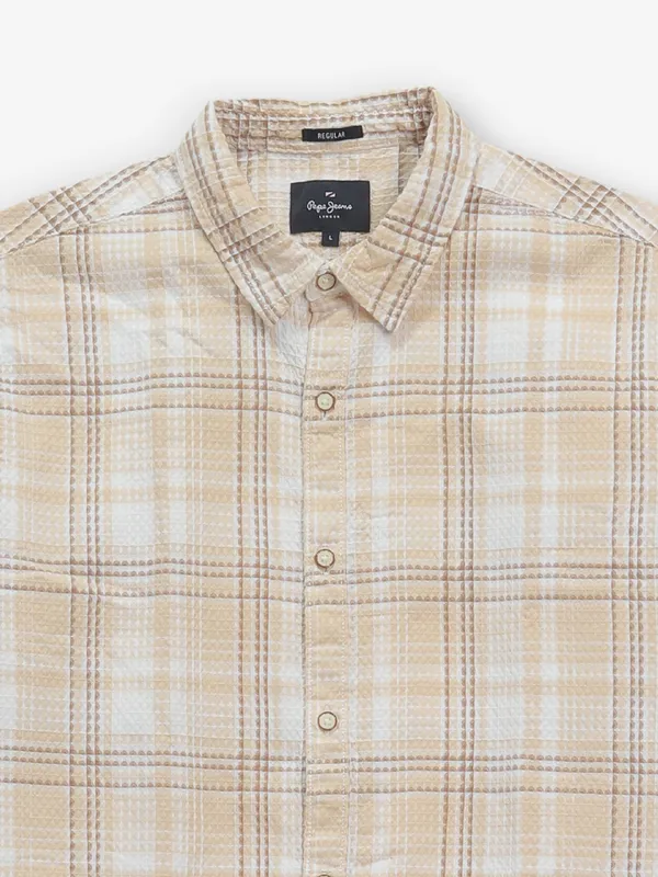 PEPE JEANS cream checks cotton shirt