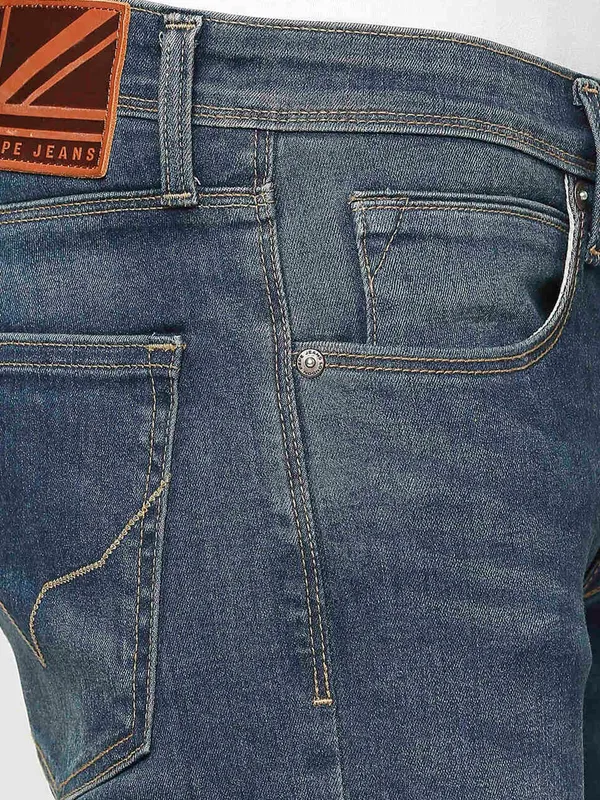 Pepe Jeans dark blue mid waist slim fit jeans
