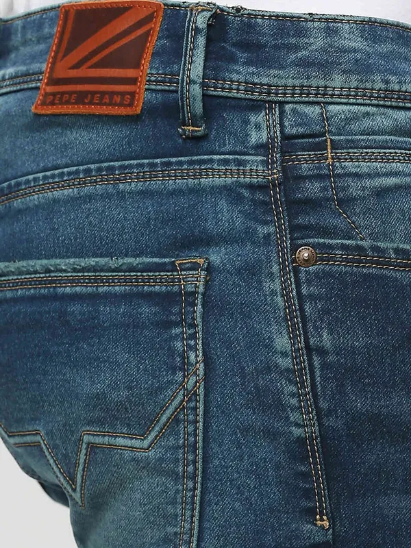 Pepe Jeans dark green mid rise slim taper fit jeans