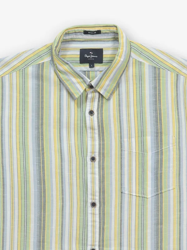 PEPE JEANS green stripe cotton shirt