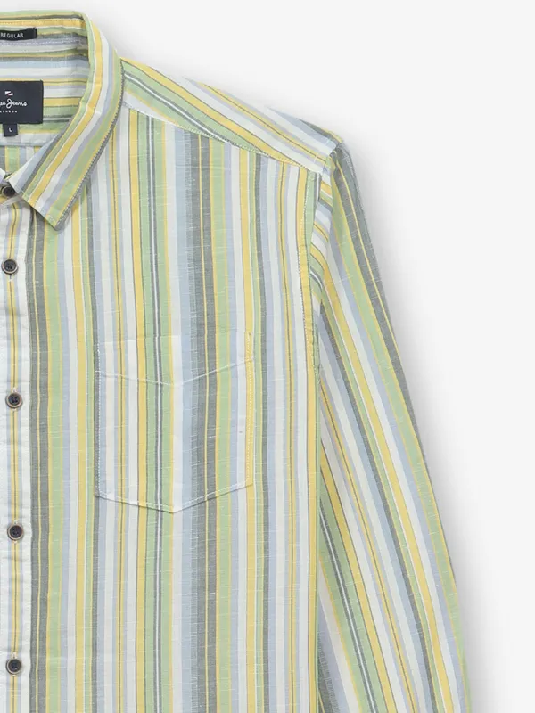 PEPE JEANS green stripe cotton shirt