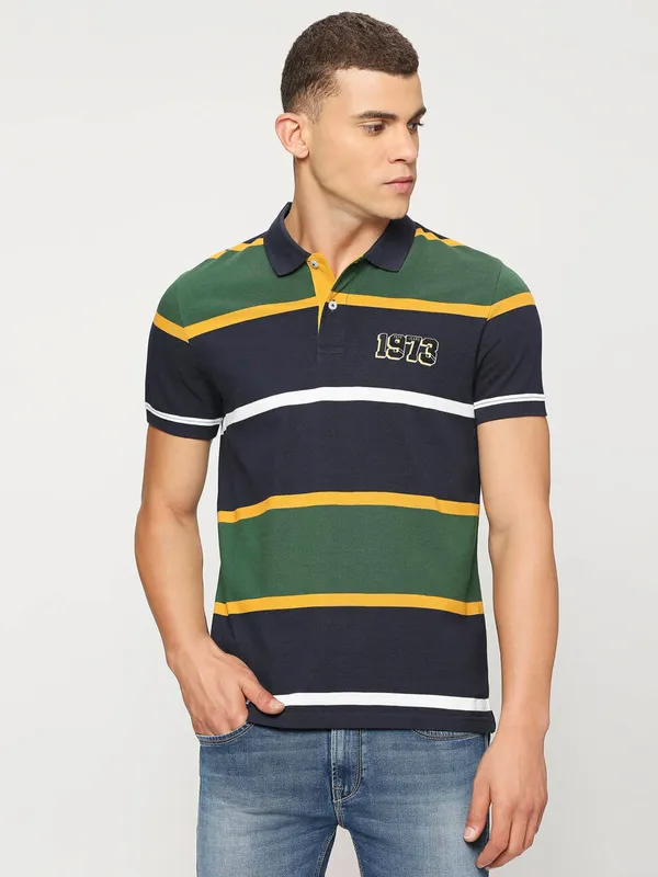 Pepe Jeans green stripe polo t shirt