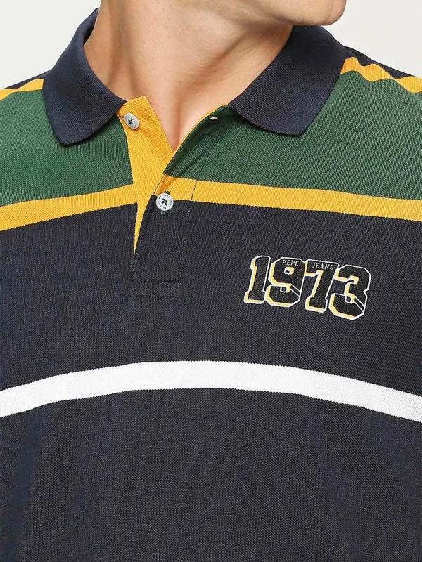 Pepe Jeans green stripe polo t shirt