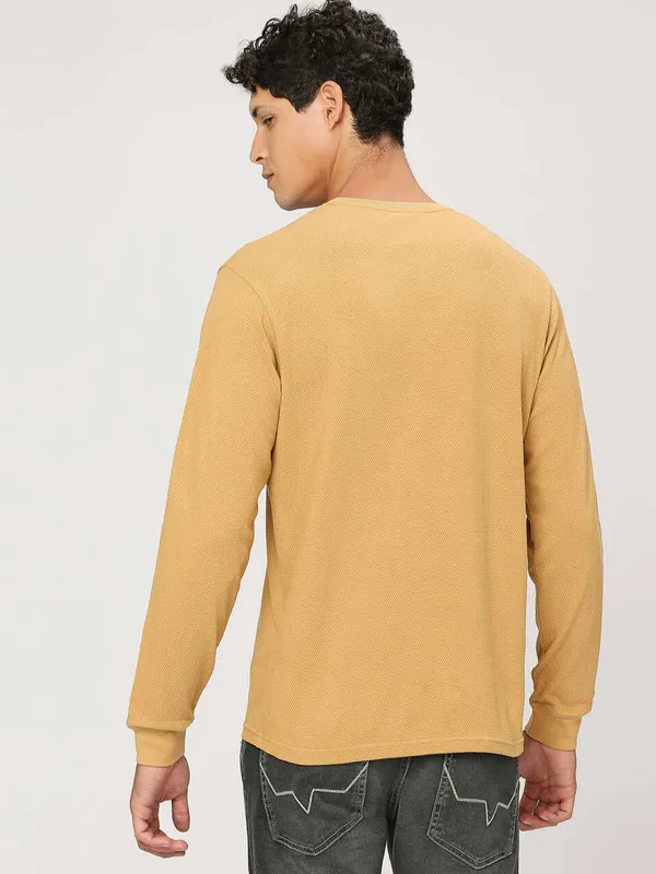 Pepe Jeans khaki knitted t shirt in plain